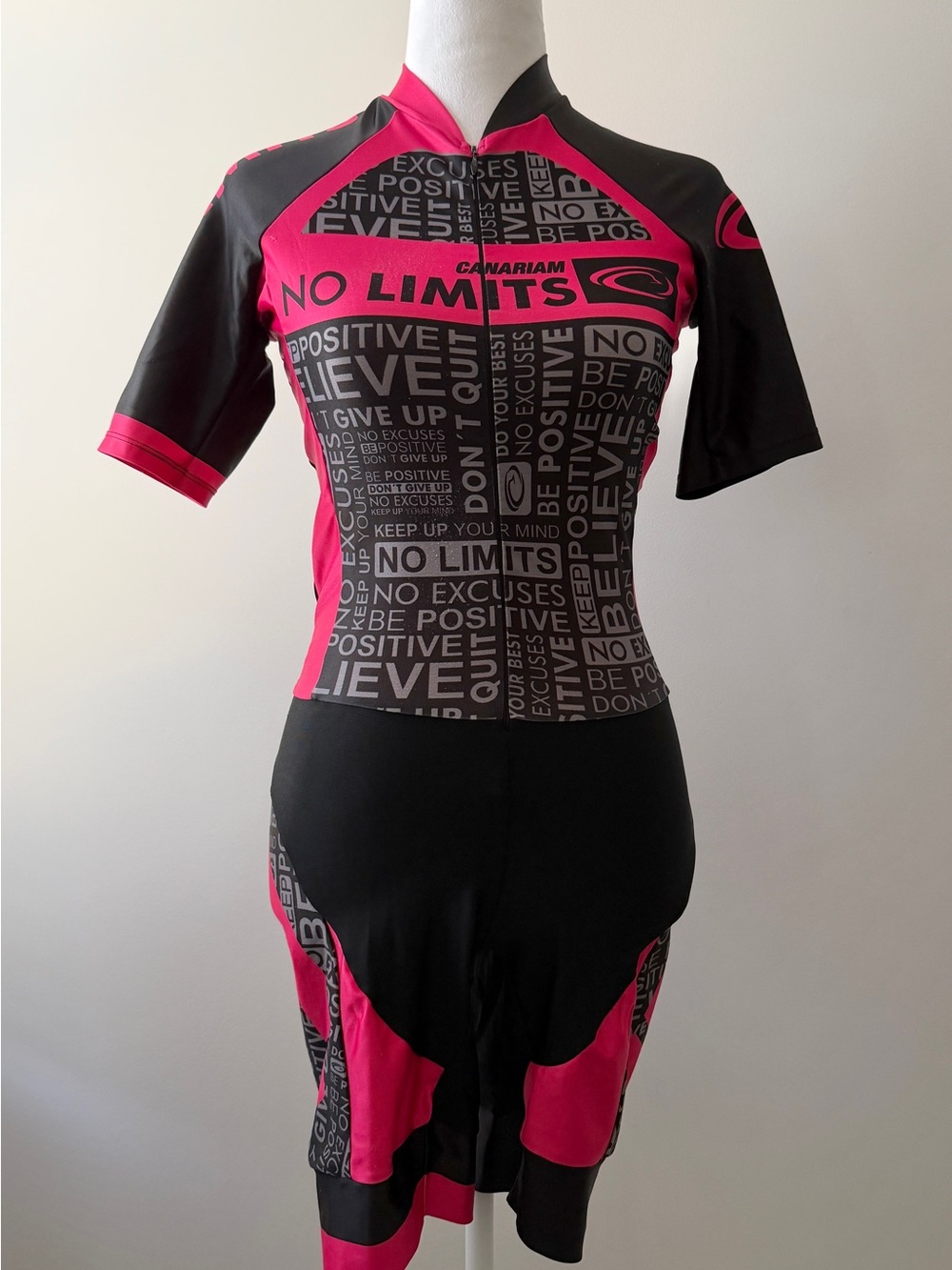 Preloved Canariam Women’s No Limits Pink & Black Speed Skating Skinsuit - Picture 5 of 10